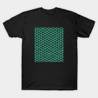 Ornamental Pattern Green Gold Hexagons T-Shirt